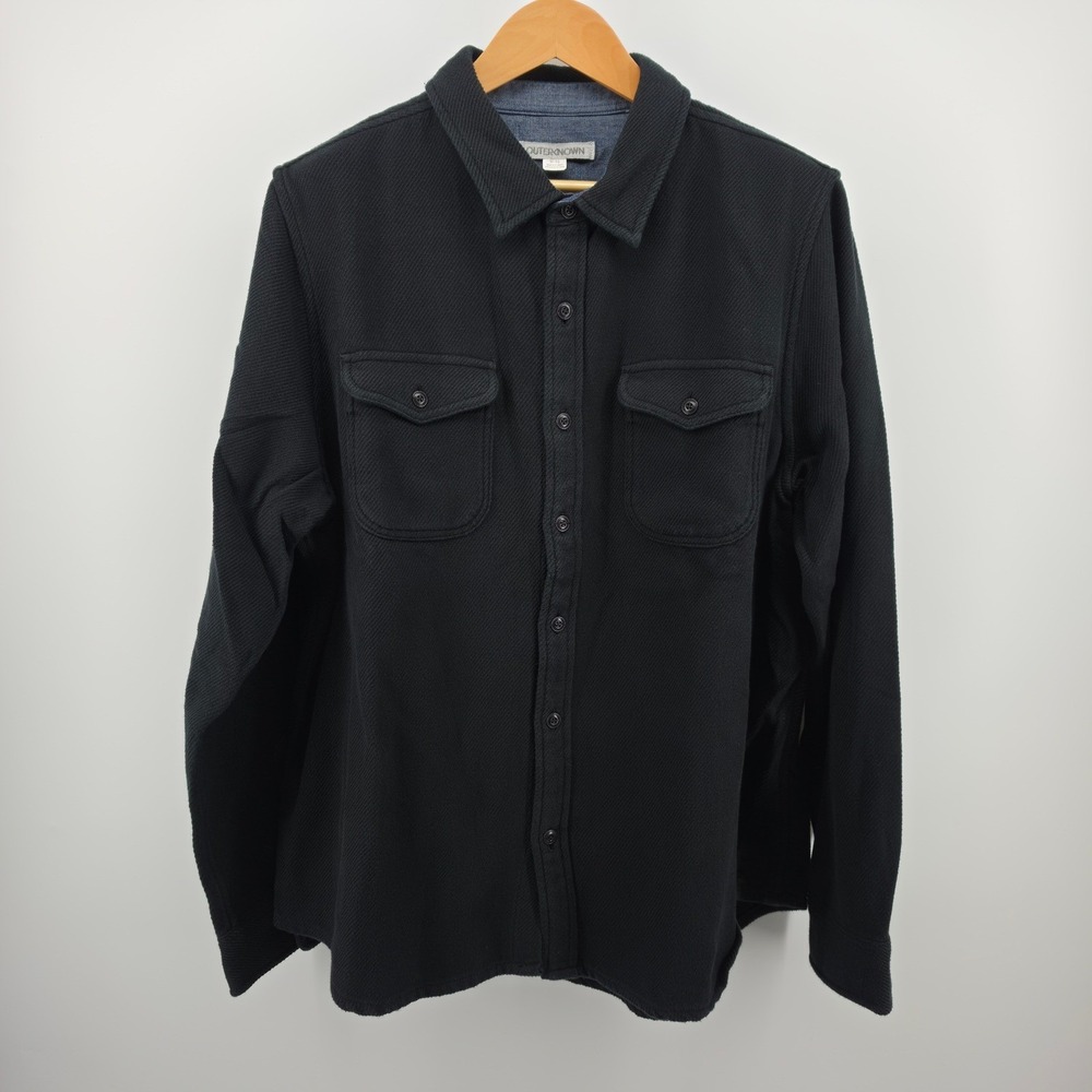 Outerknown Blanket Shirt Mens XL Black Organic Cotton Heavyweight Twill Shacket